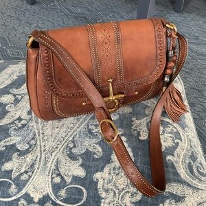 Gorgeous, authentic, brown calf leather medium Snaffle Bit Shoulder Bag by Gucci